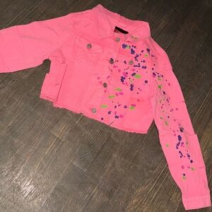Pink Custom Jean Jacket Size Medium Never Worn